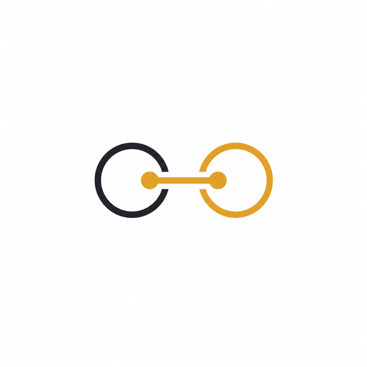 Two circles linked by a barbell line, denoting connection.
